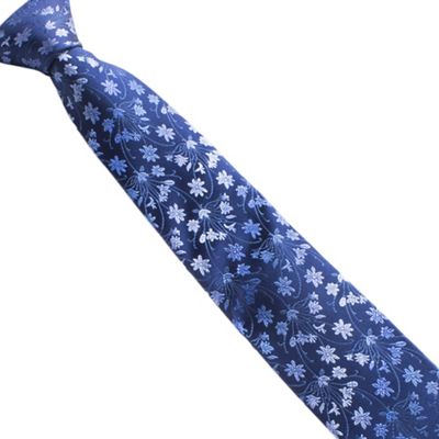 Navy tonal floral tie